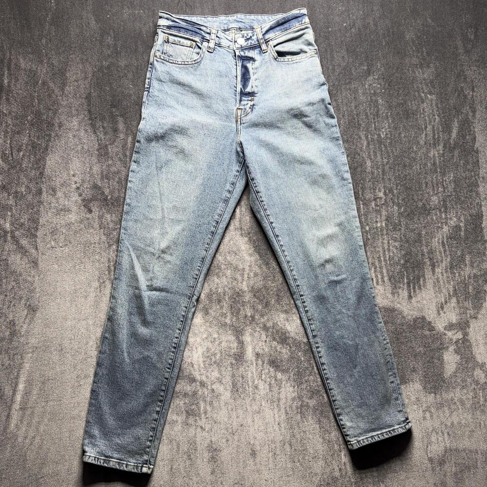 H&M Mom Jeans Womens 4 Blue High Rise Relaxed Light Wash Stretch Denim Pants